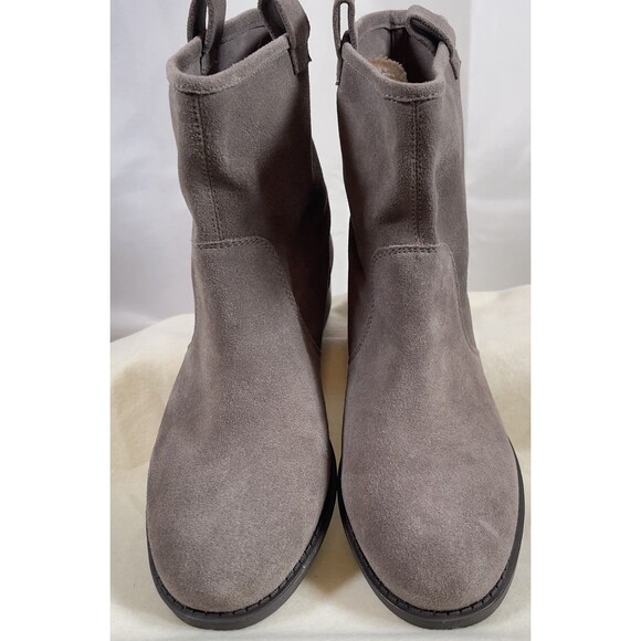 Sole Society Natasha Womens 9 M Suede Bootie Mushroom Casual Flat Slip On Boho - Picture 3 of 8